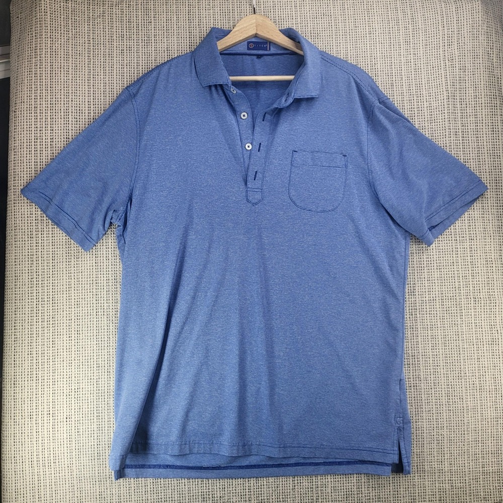 Stitch Polo Shirt Mens Large Blue Heather Chest Pocket Short Sleeve Casual Golf